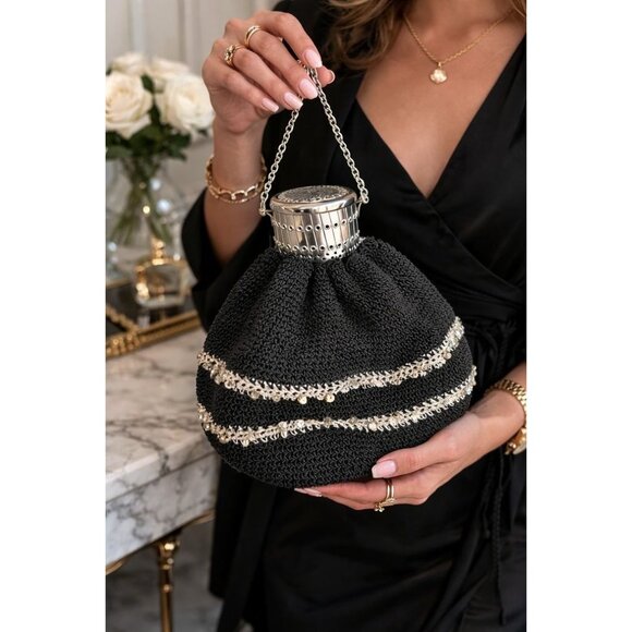 Brand: Unknown Handbags - erman Art Deco Mesh Evening Purse Gate Frame Accordion Rhinestone 7 1/2"